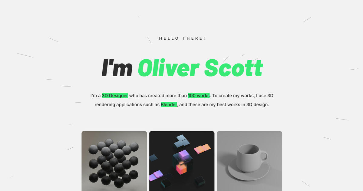 website portofilio yang minimalis modern, cocok untuk pekerja industri kreatif yang ingin menunjukkan karya mereka.